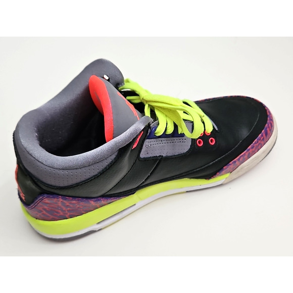 Nike Air Jordan 3 Retro Sneakers Black Atomic Red Kids 6.5Y Basketball Shoes - Picture 10 of 16